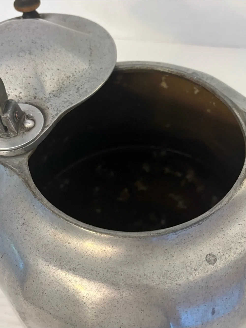 Antique Griswold 6QT Cast Aluminum Tea Kettle A536D Safety Fill. Wood Handle